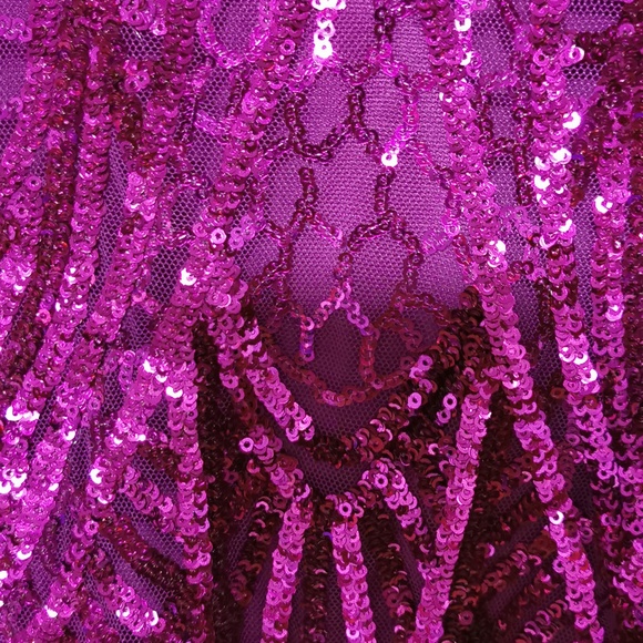 PROM sequin dress fuchsia. Ladies XS - Picture 3 of 7